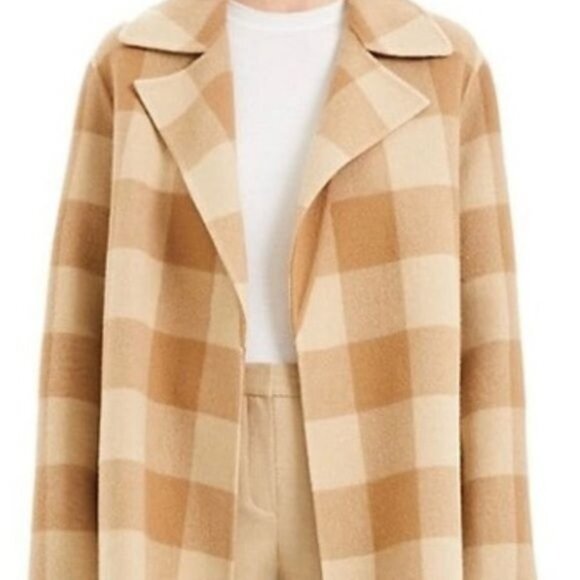 THEORY Double-Faced Check Overlay Wool Pea Coat NWT - Picture 7 of 14